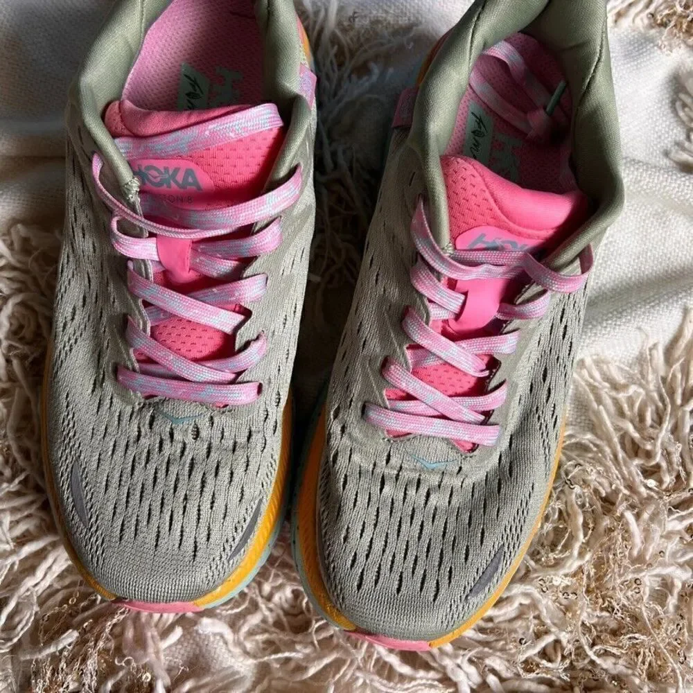 Free People Hoka Clifton 8 Shoes Womens Size 6.5 B Seaweed Green Tea NEW!